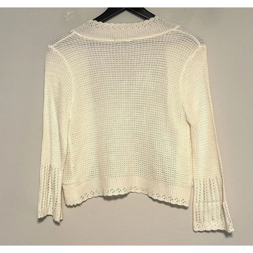 Elementz Open Front Crop Cardigan Sz S Ivory Long Sleeve Bolero Shrug